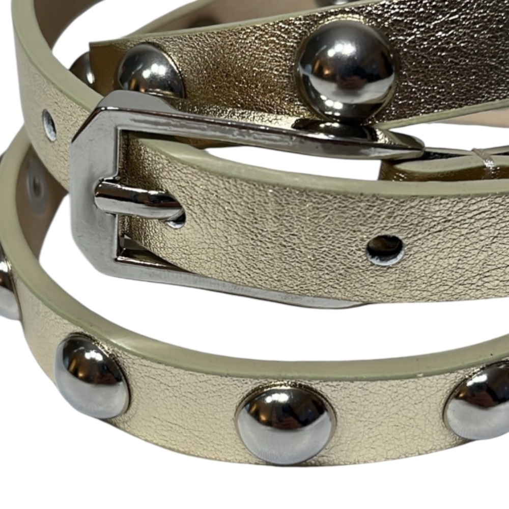 Studded Silver & Gold Tone Belt Medium Skinny Moto Punk PG32184 LP Blue